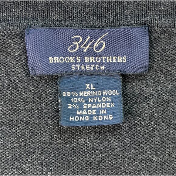 SKU1-3 BROOKS BROTHERS 346 Men's Sweater V-Neck Stretch Merino Wool Grey XL - Picture 5 of 7